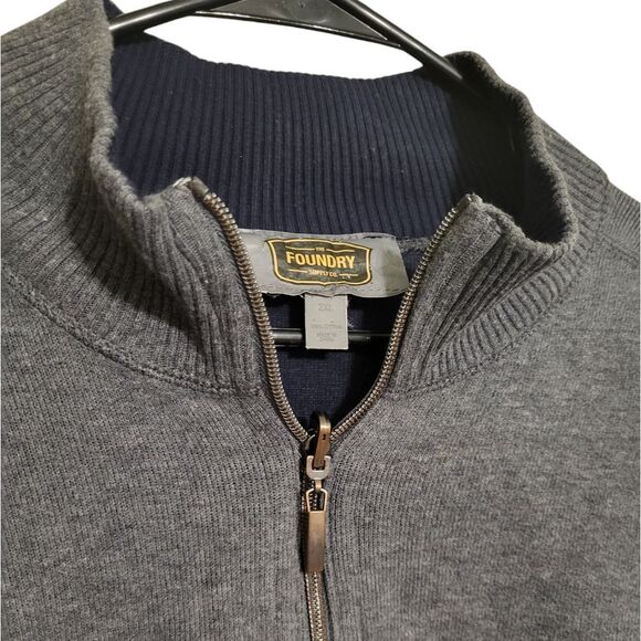 The Foundry Mens Gray Sweater Knit 100% Cotton 1/4 Zip Pullover, 2XL - Picture 3 of 6